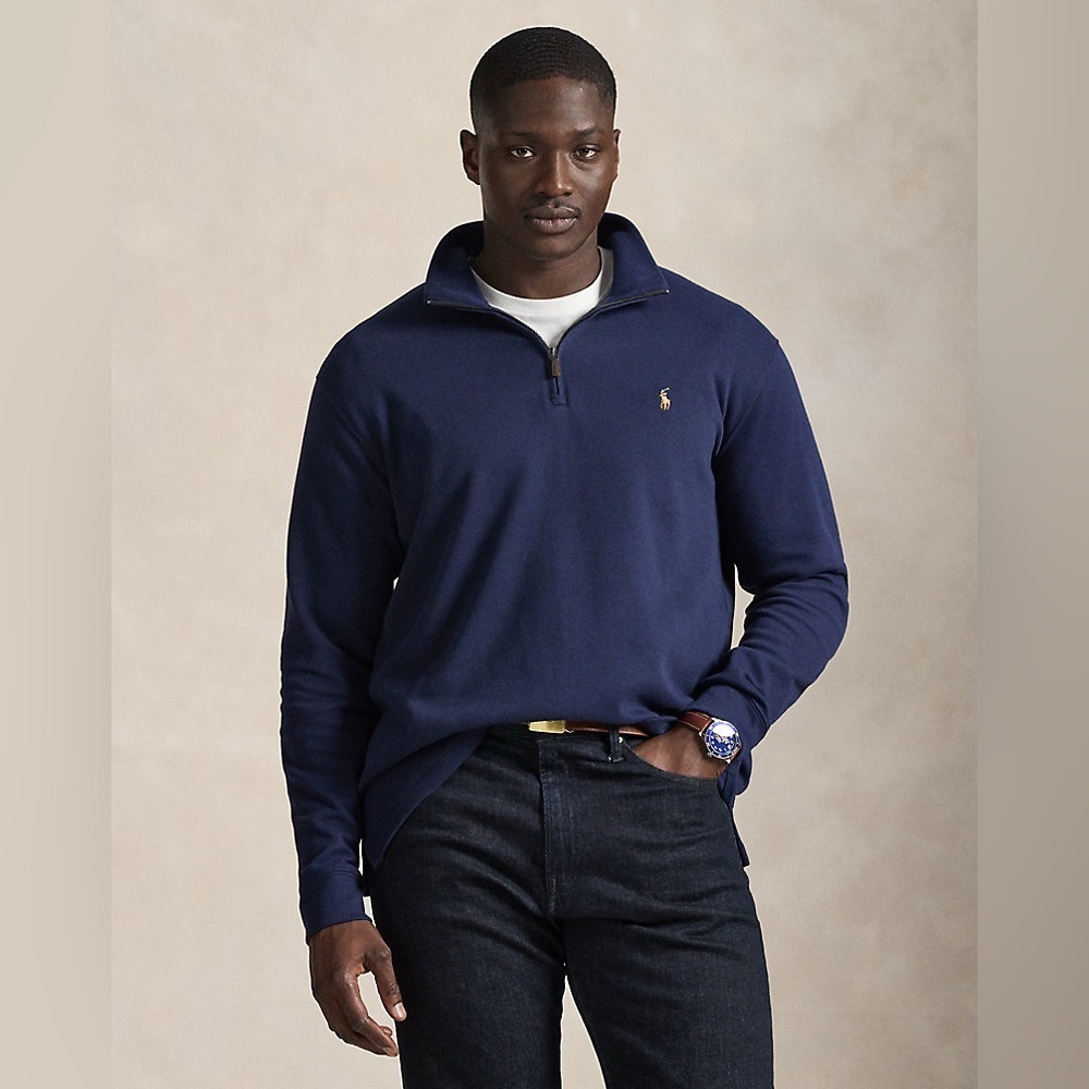 Polo Ralph Lauren Estate-Rib Quarter-Zip Pullover Large Navy